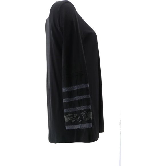 NWT LOGO BY LORI GOLDSTEIN COTTON MODAL EMBROIDERED TOP BLACK SMALL - Picture 7 of 12